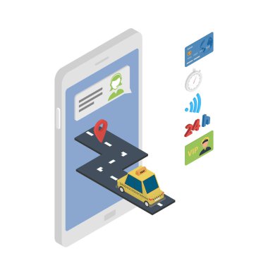 Mobil taksi hizmet kavramı.