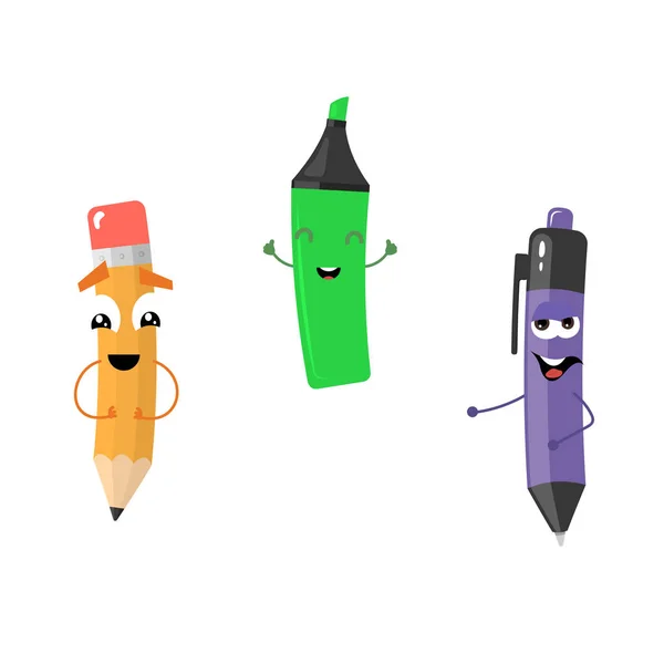 Set of funny characters from pencil, marker, pen. — Stock Vector