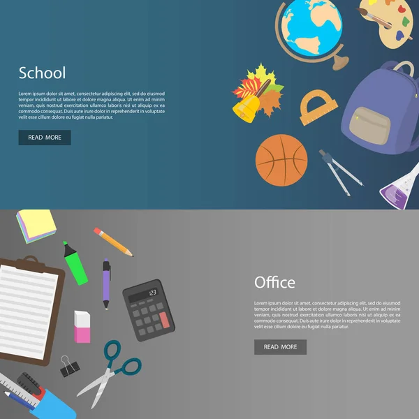 Ontwerp template webbanners voor kantoor en school. — Stockvector