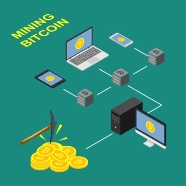 Bitcoin ayıklama tasarımı, düzeni blockchain kavramı.