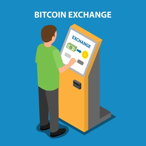 Bitcoin troca no terminal de pagamento . — Vetor de Stock