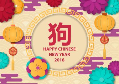 Mutlu Çin yeni yılı, bir posterin bir hiyeroglif simgeleyen bir