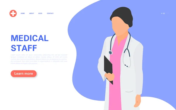 Banner web del personal médico. Concepto de salud y educación médica . — Archivo Imágenes Vectoriales