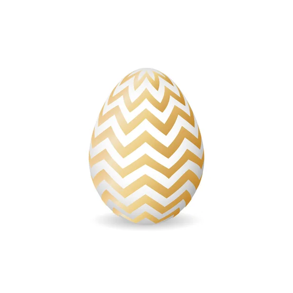 Isolated modern easter egg with geometric golden ornament on a white background 6. — Vetor de Stock