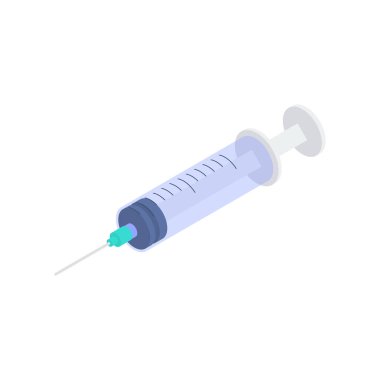 Şırınga simgesi beyaz arkaplanda izole edildi. Bilgi grafikleri, internet siteleri, web pankartları için kullanılabilir.