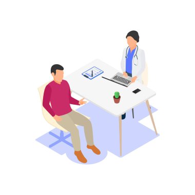 Hasta klinikteki bir doktora danışıyor. Sağlık hizmetleri kavramı.