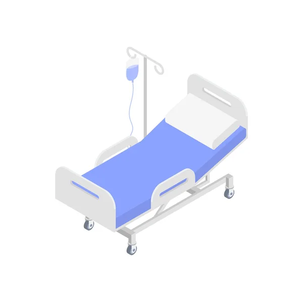 Icono de cama médica aislada con bolsa iv sobre un fondo blanco. Se puede utilizar para infografías, sitios de Internet, banners web . — Vector de stock