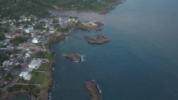 Aerial View Cityscape Sea Shore Daytime — Stock Video