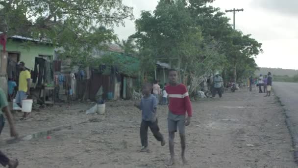 Баваро Домініканська Республіка Січня 2018 Року Місцеве Домініканське Село Дітьми — стокове відео