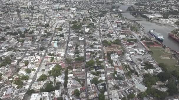 Vista Aérea Paisagem Urbana Longo Costa Rio Durante Dia — Vídeo de Stock