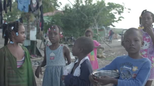 Баваро Домініканська Республіка Січня 2018 Року Місцеве Домініканське Село Дітьми — стокове відео