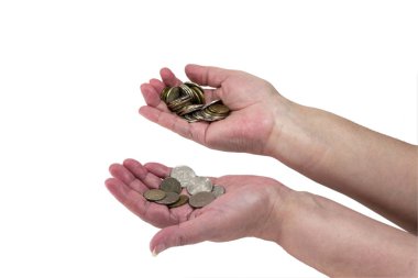 Bir avuç bozukluk yaşlı bir kadın elinde