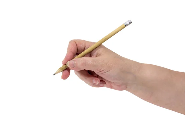 Hånd skriver med blyant – stockfoto