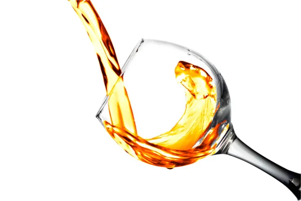 Desert fruit white wine is poured into a glass — Stock Photo, Image