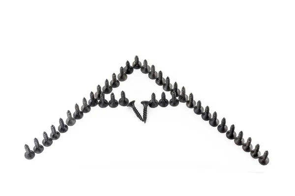 Naprawy jako podbój szczyt. mountin Cap śniegu rysunek przez śruby czarny na białym tle — Zdjęcie stockowe