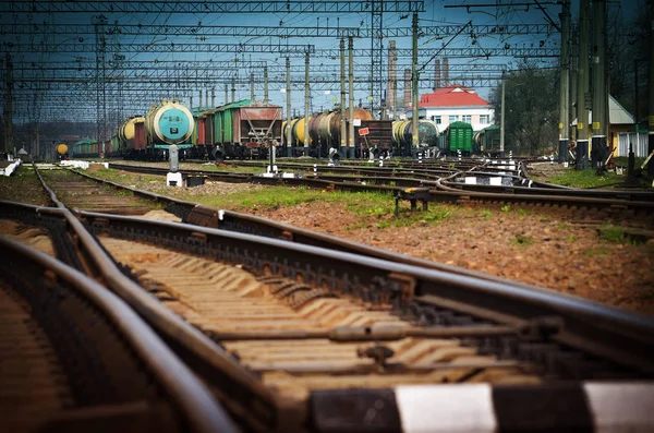 Freight wagons and tank cars — Stock Photo, Image