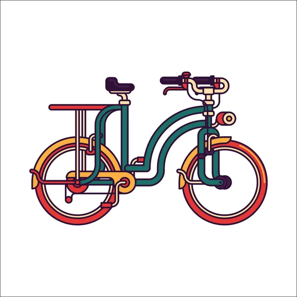 Signore bicicletta vettore linea illustrazione — Vettoriale Stock