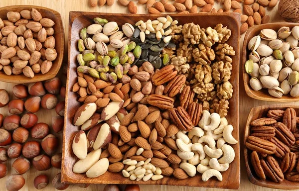 Varieties of nuts. — Stock Photo, Image