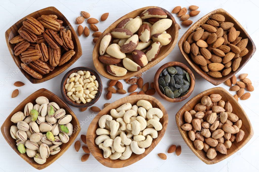 Different kinds of nuts.