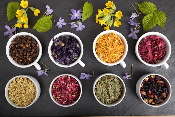 Rose Petals Marigold Other Herbs Aromatherapy Herbal Medicine — Stock Photo, Image
