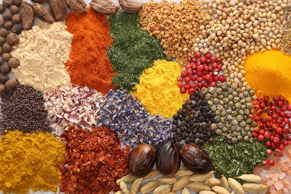 Farverige Aromatiske Krydderier Urter Fødevaretilsætningsstoffer - Stock-foto