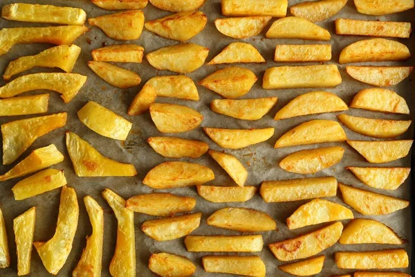 Plakjes Gebraden Aardappelen Squash Een Bakken Lade Papier — Stockfoto