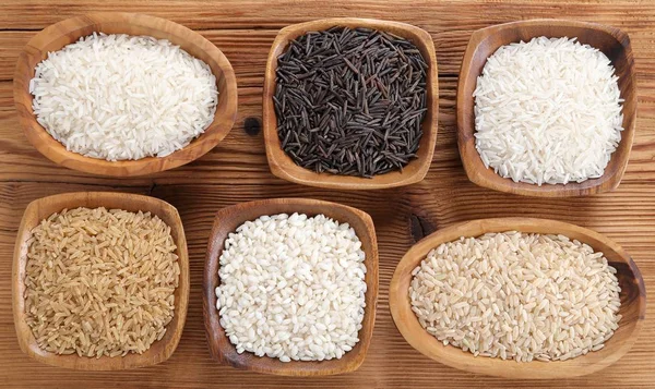 Various types of rice grain.