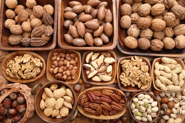 Natural Background Made Different Kinds Nuts — Stock Photo, Image