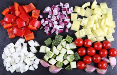 Doğranmış sebzeler.