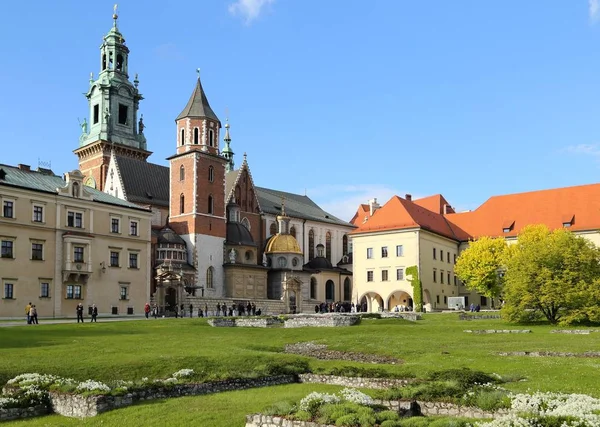Cracóvia Polônia Famosa Catedral Wawel Com Telhado Ouro Capela Sigismund — Fotografia de Stock