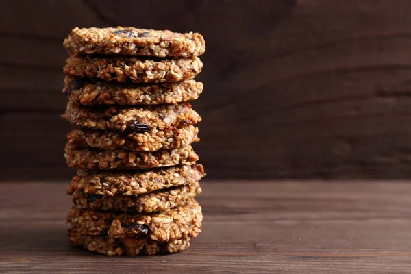 Havrekakor Med Bananer Sesam Solros Och Tranbär Smakligt Och Hälsosamt — Stockfoto