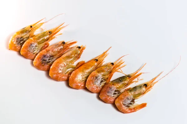 Camarones langoustine mentira sobre un fondo blanco —  Fotos de Stock