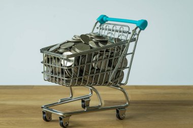 Mini alışveriş sepeti ile salonu olarak sikke dolu tarih seçici odak