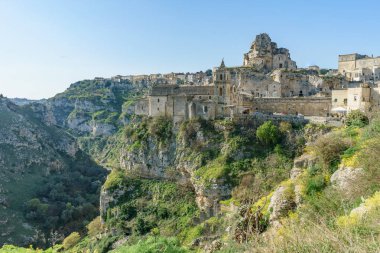 eski hayalet kasaba Matera (Sassi di Matera) güzel güneş 
