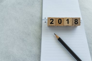 gelecek yıl ya da hedef kavramı ile ahşap bloklar sayı 2018