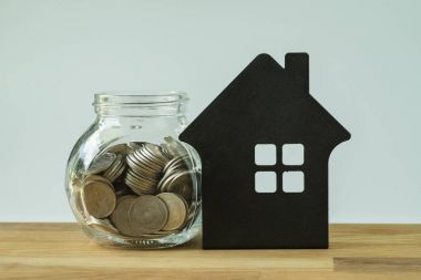 paralar cam kağıt ev mali olarak ahşap tablo