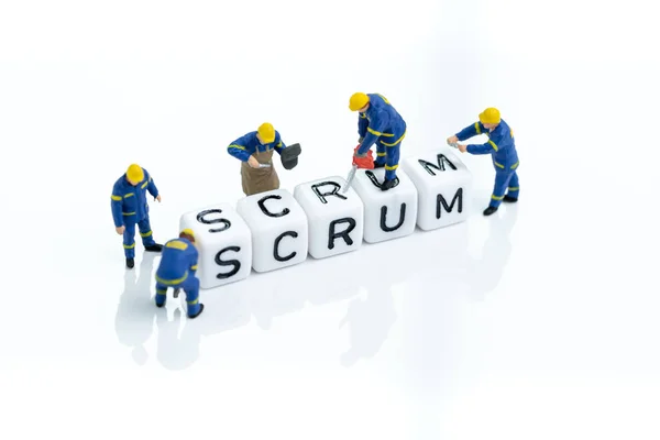 Agile Methodologie Scrum Master Software Development Concept Miniatuur Mensen Team — Stockfoto