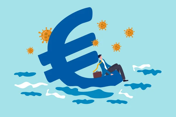 Экономический Спад Евро После Вспышки Коронавируса Covid Концепция Политики Стимулирования — стоковый вектор