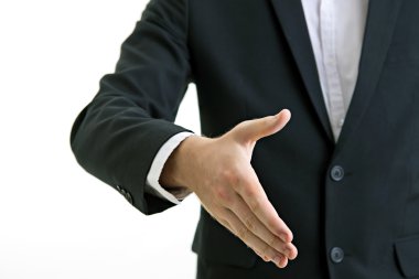 el sıkışırken işadamları beyaz arka plan izole