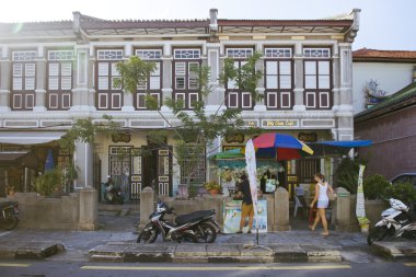 Eski mimari tarzı binasında Penang Canon Street, Malezya.