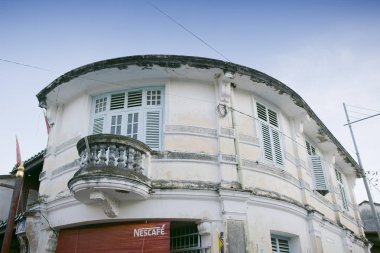 Unesco mirası bina cephe bulunan Ermeni Street, George Town, Penang, Malezya