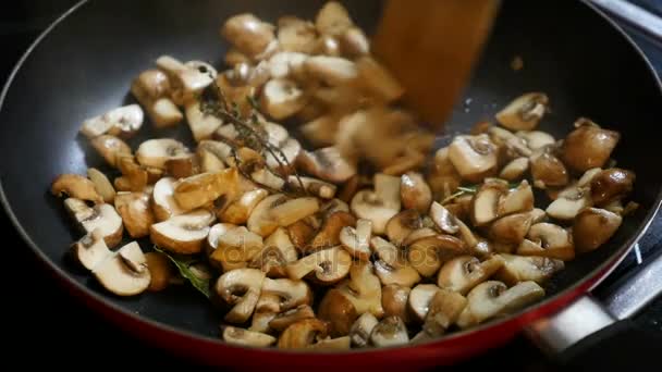 Faire frire les champignons dans une poêle — Video