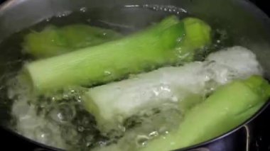 metal bir tencerede pırasa pişirme 