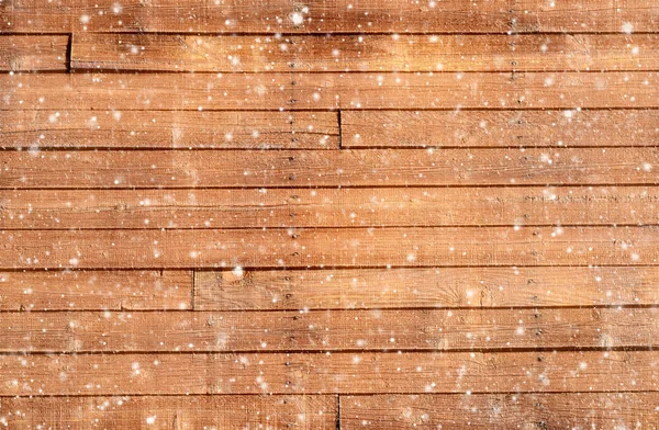 Weihnachten Holz Hintergrund mit Schneeflocken — Stockfoto