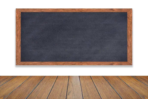 De houten frame schoolbord in kamer, abstracte krijt wreef uit op blackboard voor achtergrond. — Stockfoto