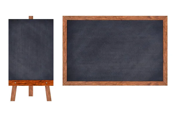 Black chalkboard collection in wooden frame isolated on white background — Stock Photo, Image