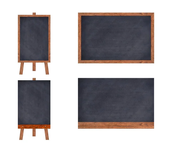 Black chalkboard collection in wooden frame isolated on white background. — Stock Photo, Image