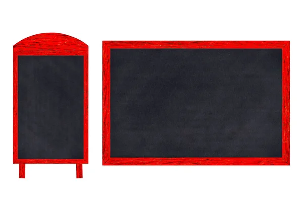 Zwarte schoolbord collectie in rode kleur vintage houten frame geïsoleerd op witte achtergrond. — Stockfoto