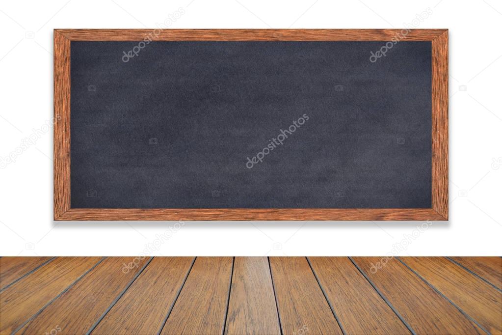 Chalkboard wood frame in room, Abstract chalk rubbed out on blackboard for background.