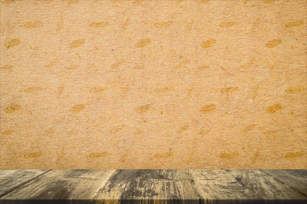 Empty wood table top and old paper background with copy space. — Stock Photo, Image